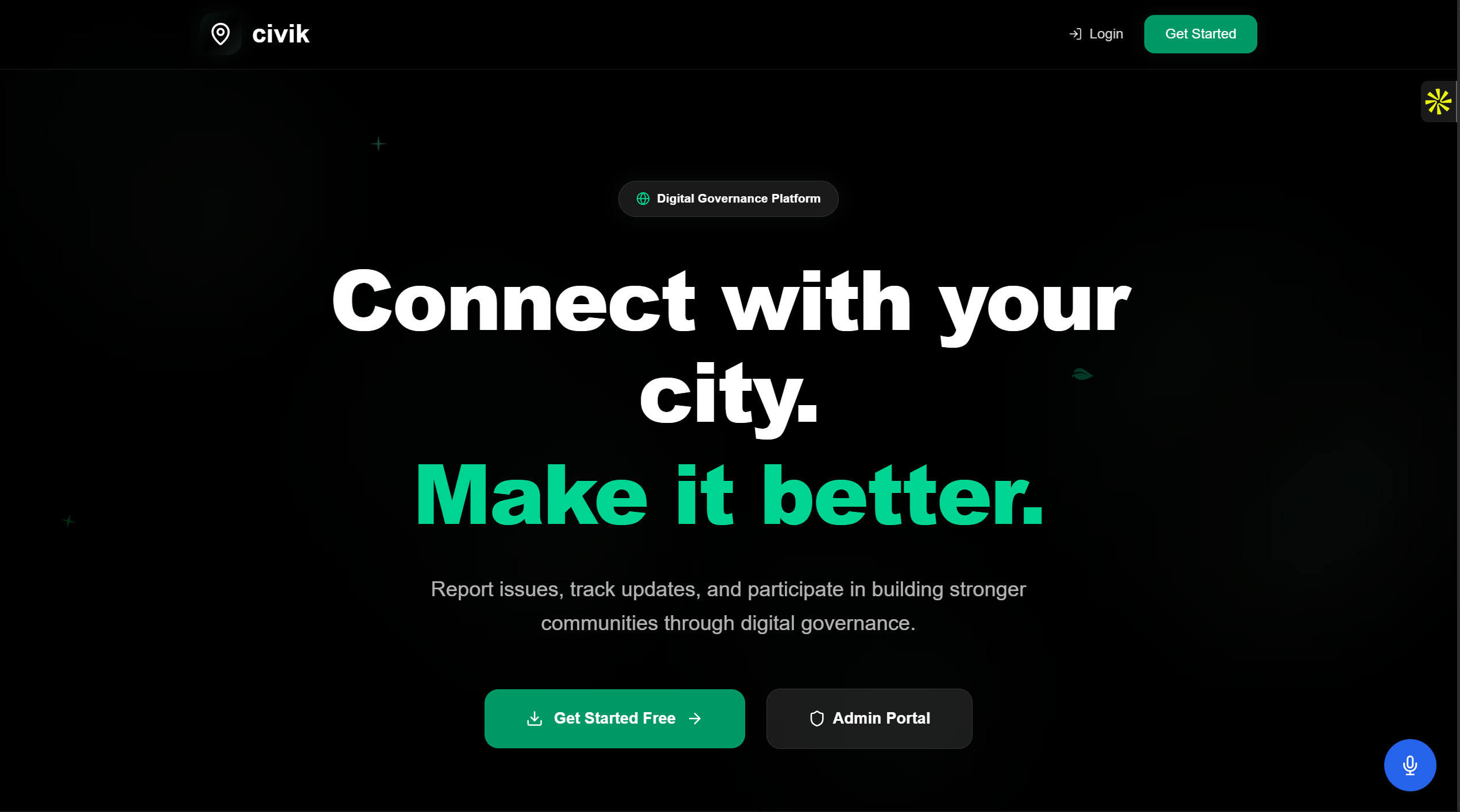 Civik landing — Connect with your city. Make it better.